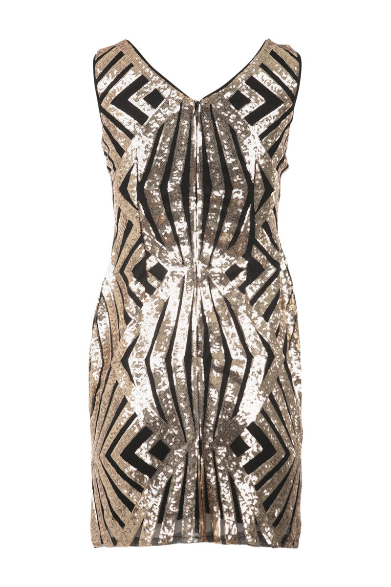 Aztec Plunge Sequin Dress | Izabel London